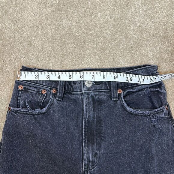 Abercrombie Distress 90s Straight Ultra High Rise Women Black Jeans Size 24 /00L - Picture 10 of 12